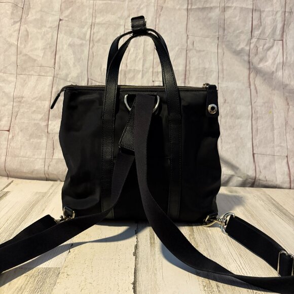 Henri Bendel Jetsetter Convertible Black Nylon Backpack Purse w/ Gold Hardware main image 5